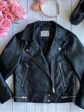 ZARA Black Moto Faux Leather Jacket